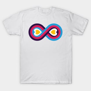 Polyamory Infinity Love Symbol - Double Heart  - (New Pride Colors!) T-Shirt